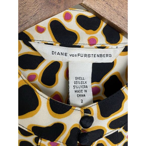 Diane Von Furstenberg Womens Silk Abel Wrap Dress Leopard 2010 Mod Keyhole Sz 2 - Picture 3 of 8